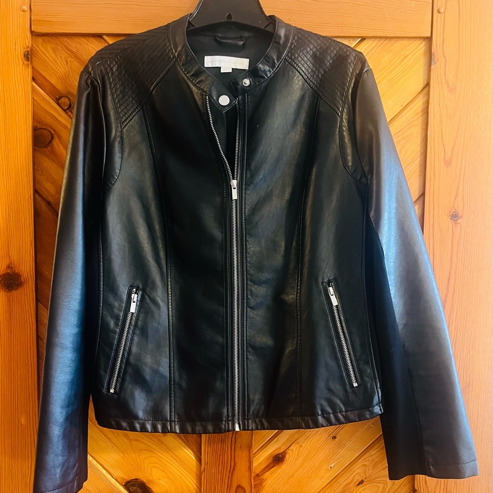 New York & Company Black Leather-Look (polyurethane) Jacket